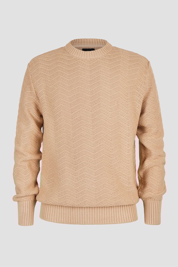 Chevron Textured Crew Neck Jumper