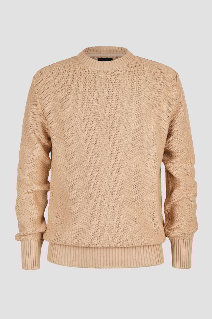 Chevron Textured Crew Neck Jumper