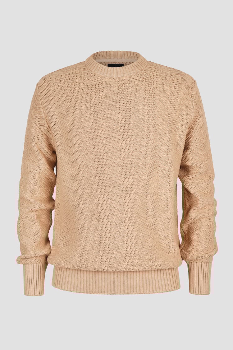 Chevron Textured Crew Neck Jumper