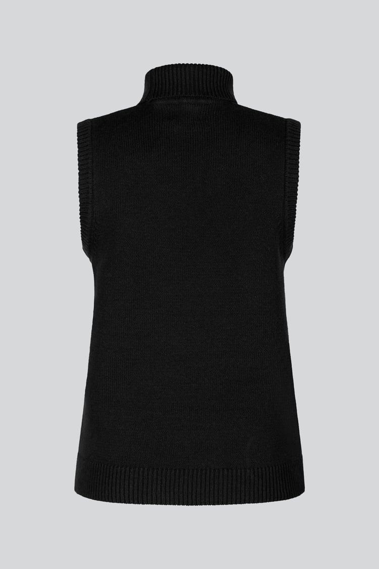 Sleeveless Roll Neck Knit Vest