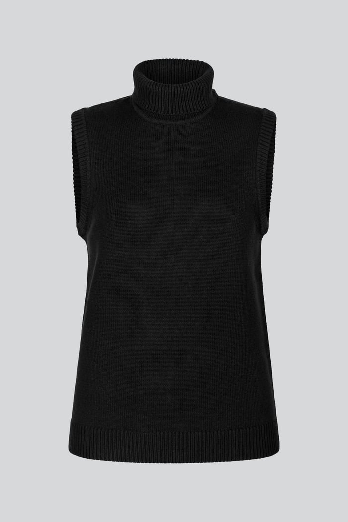 Sleeveless Roll Neck Knit Vest