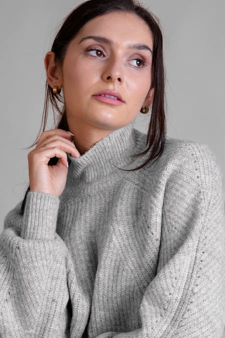 Womens Grey Funnel Neck Jumper