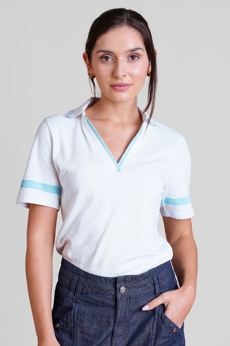 Cornelia stripe  Short Sleeve Polo Shirt