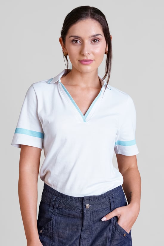 Cornelia stripe  Short Sleeve Polo Shirt