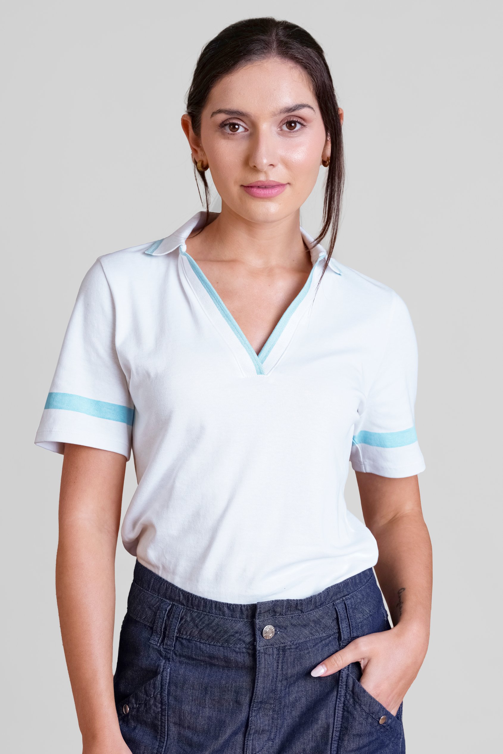 Cornelia stripe  Short Sleeve Polo Shirt