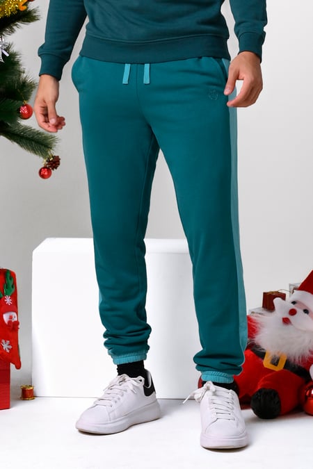 Mens Teal Christmas Relax Fit Joggers