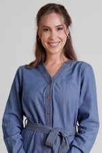 Womens Denim Tiered Midi Dress