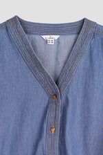 Womens Denim Tiered Midi Dress