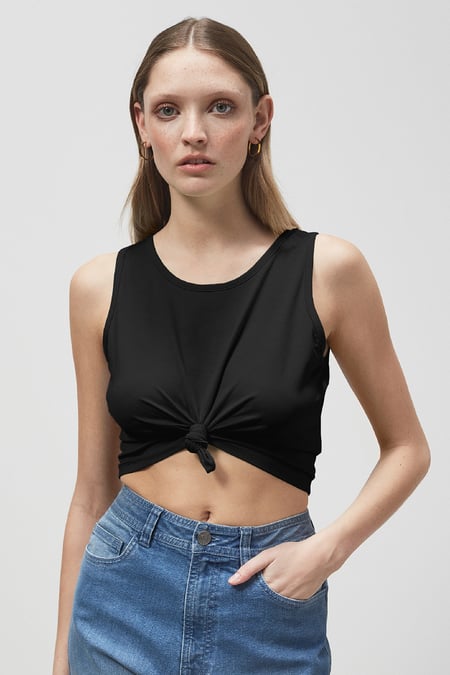 Blue Knotted Tank Top