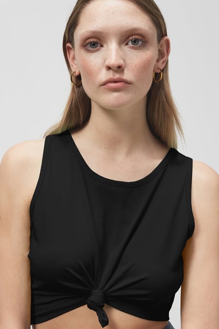 Black Knotted Tank Top