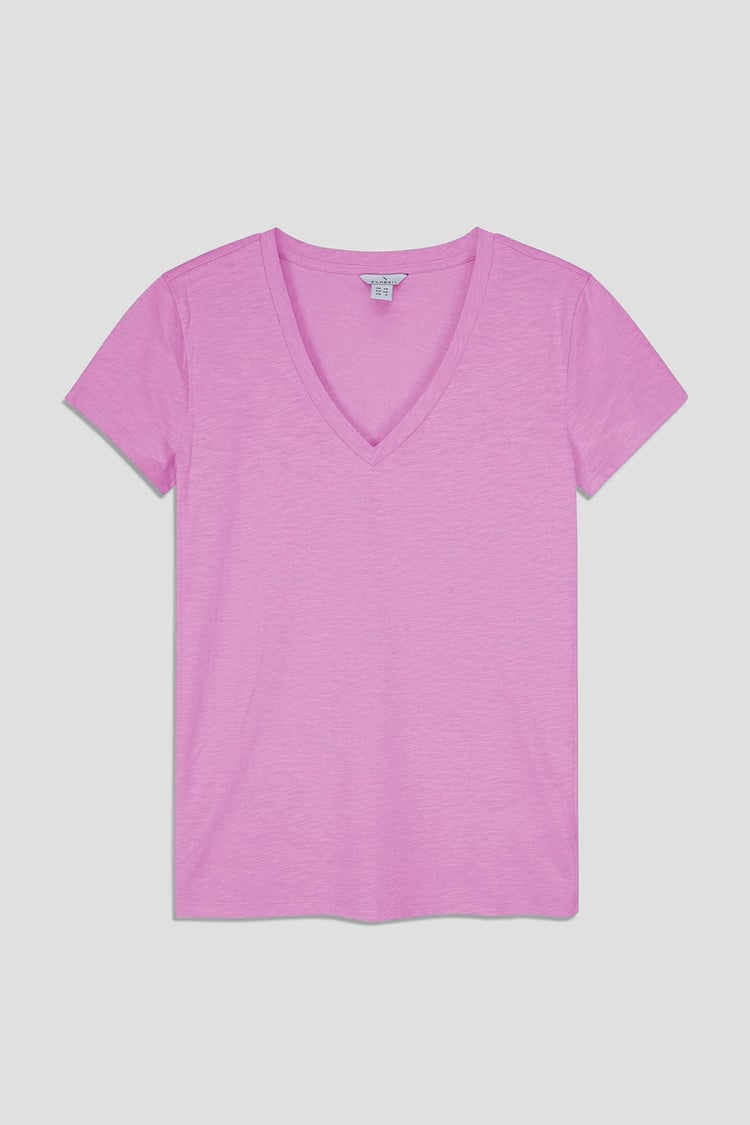 V-Neck Short Sleeve Slub T-Shirt