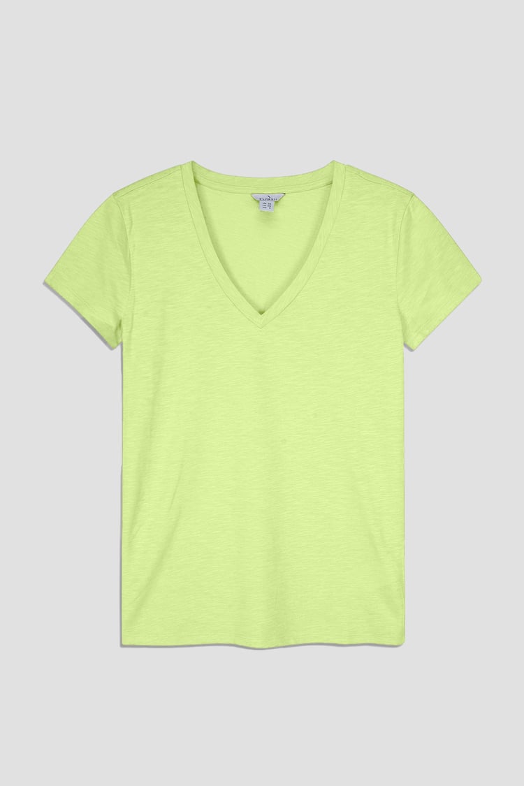 V-Neck Short Sleeve Slub T-Shirt