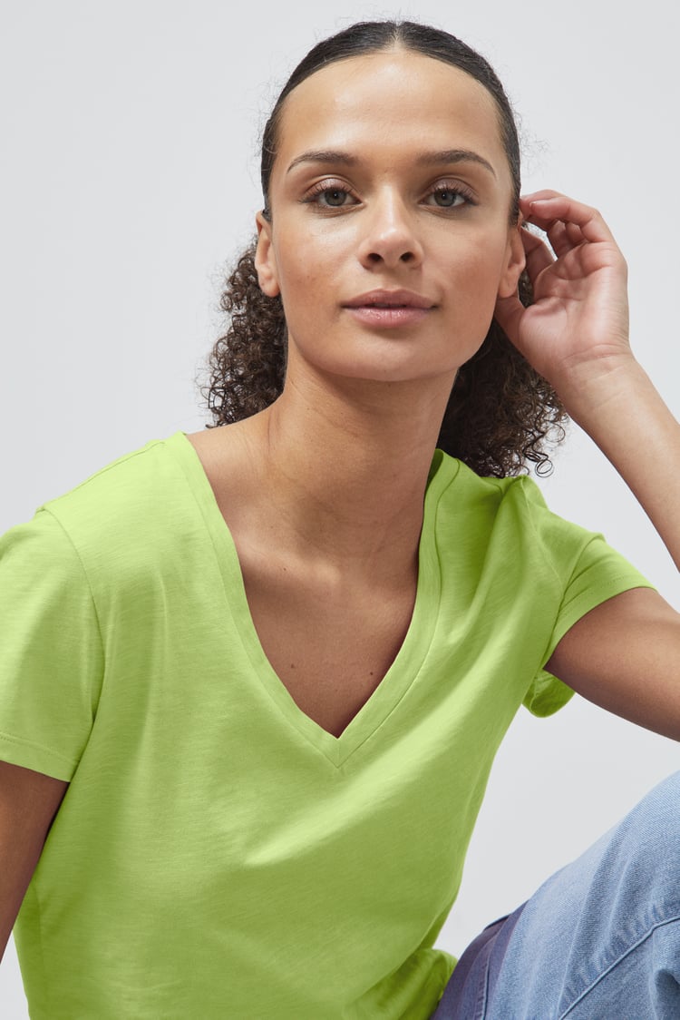 V-Neck Short Sleeve Slub T-Shirt