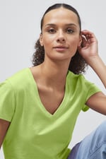 V-Neck Short Sleeve Slub T-Shirt