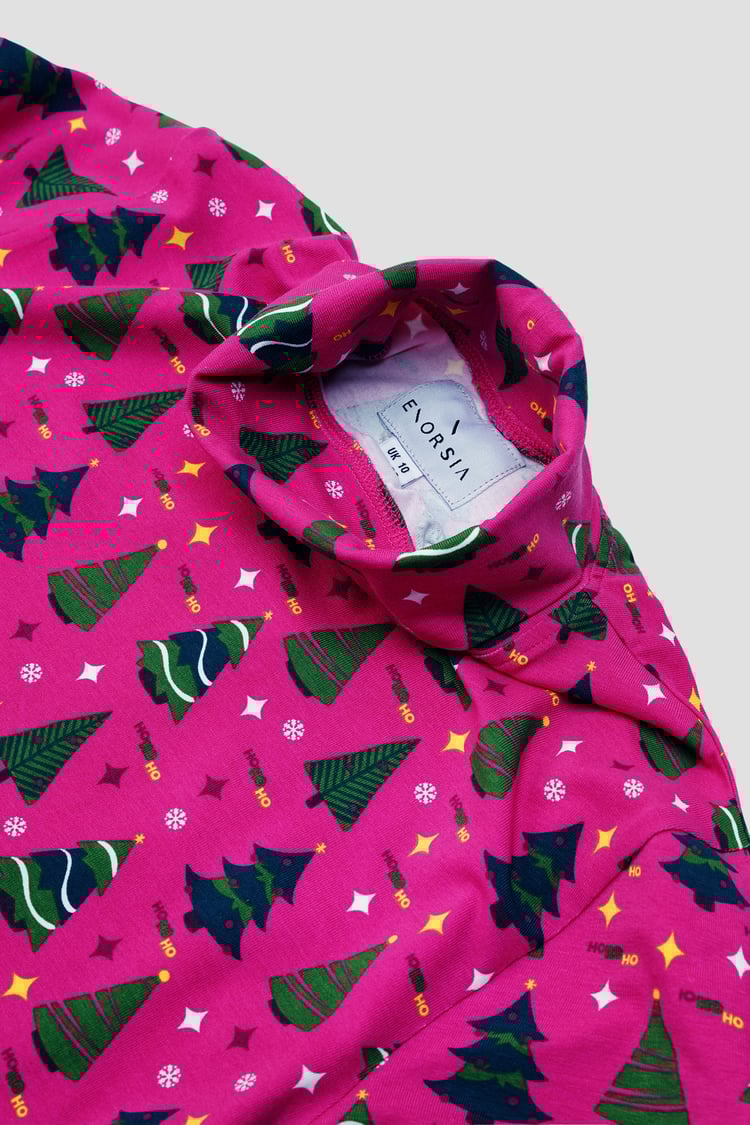 Side Tie Knot Christmas Print Bodycon Dress