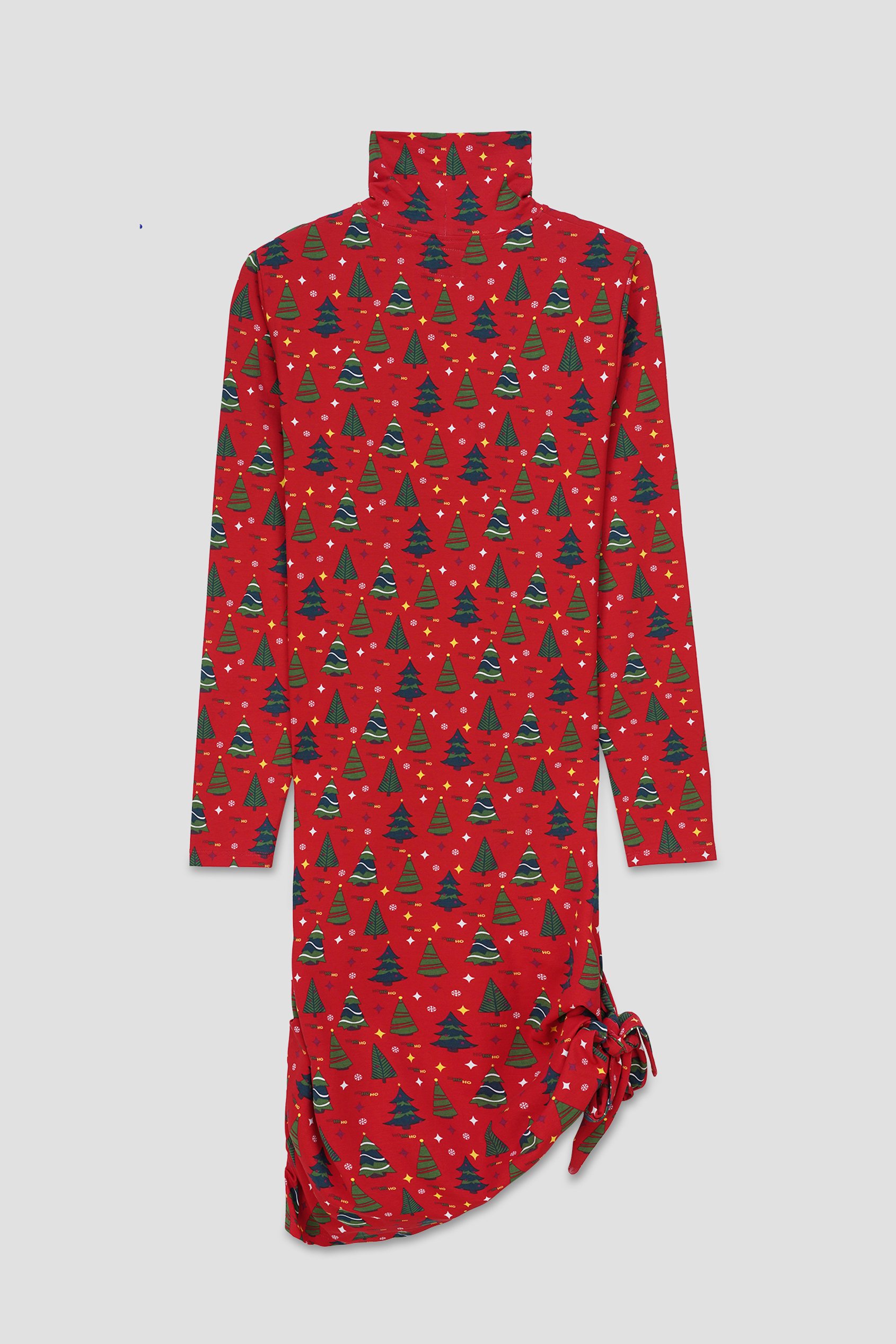 Side Tie Knot Christmas Print Bodycon Dress