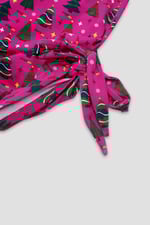 Side Tie Knot Christmas Print Bodycon Dress