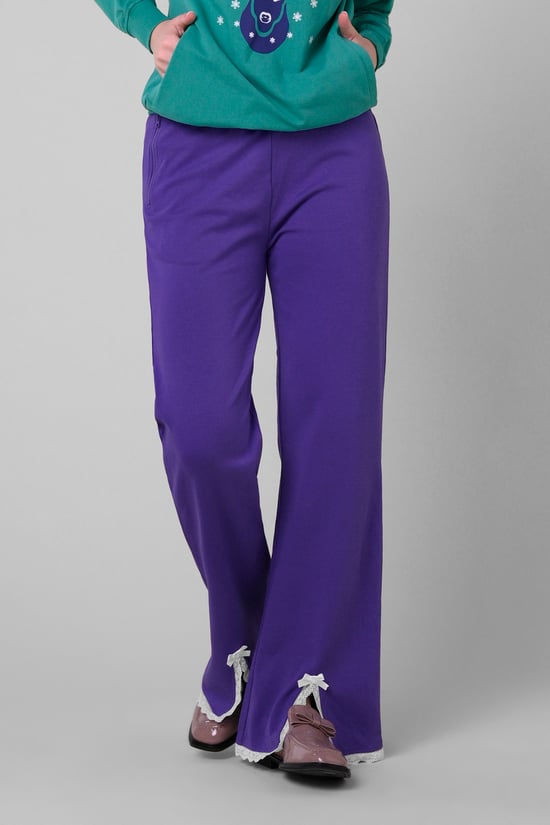 Womens Lace Insert Hem Christmas Trouser