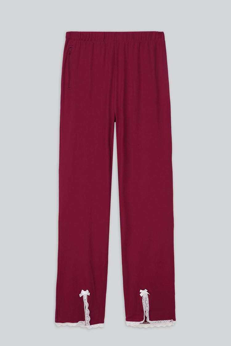 Womens Lace Insert Hem Christmas Trouser