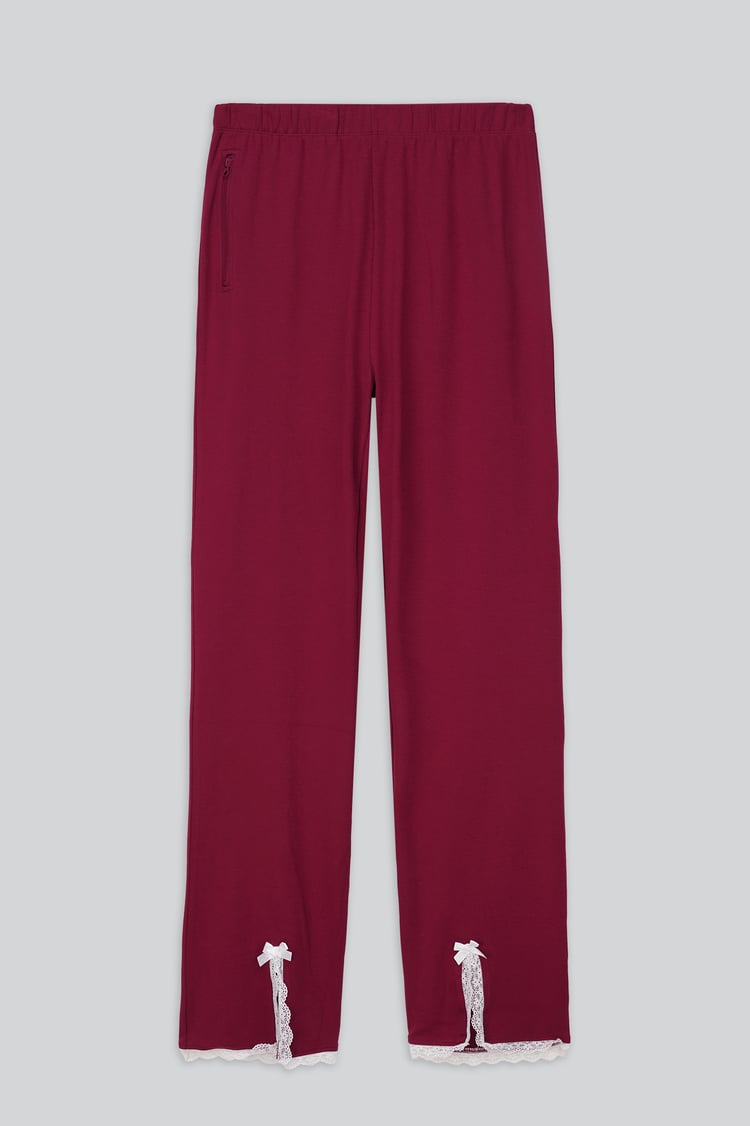 Womens Lace Insert Hem Christmas Trouser