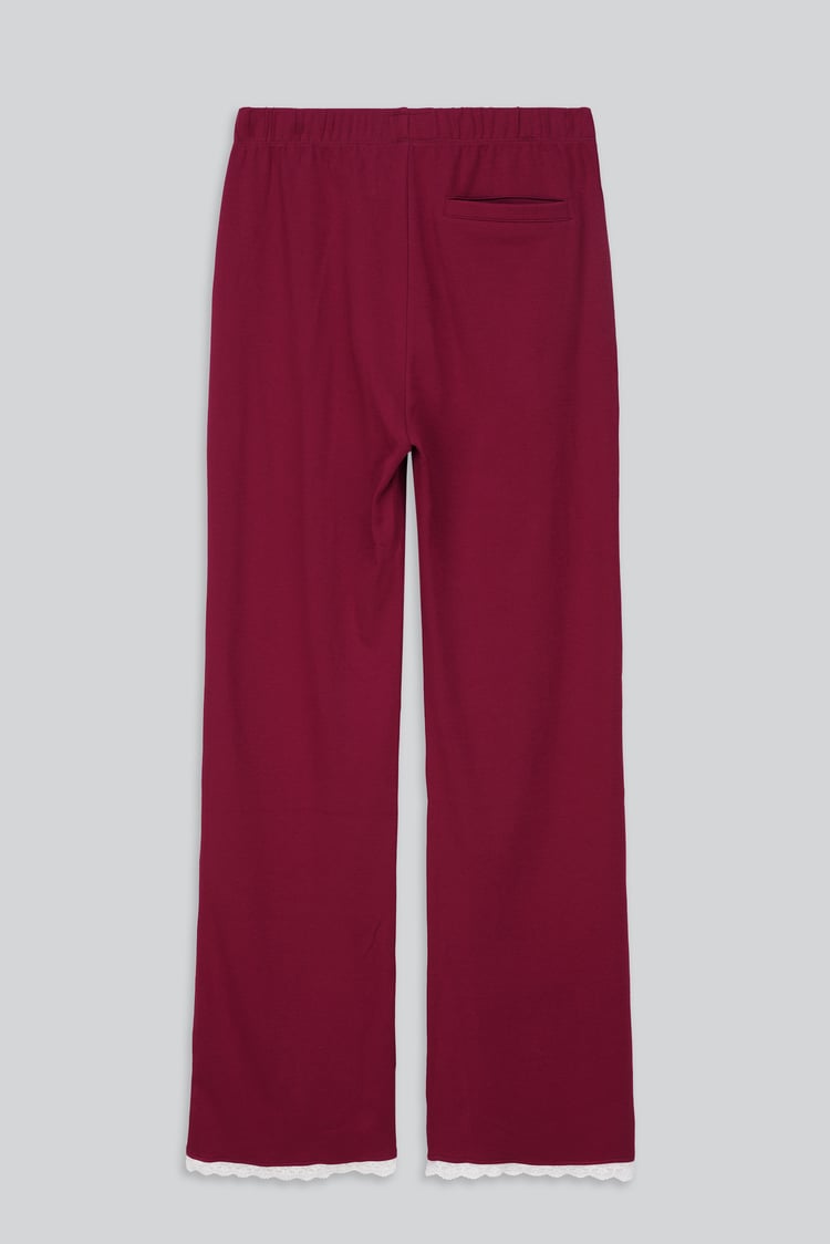 Womens Lace Insert Hem Christmas Trouser