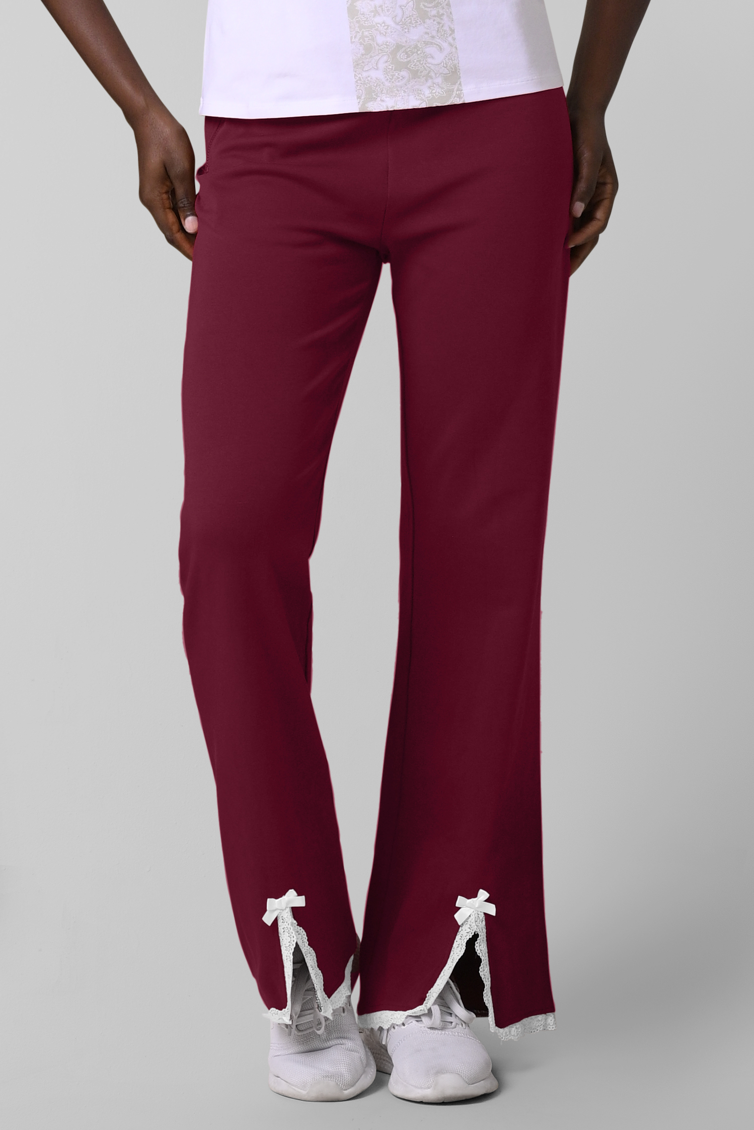 Womens Lace Insert Hem Christmas Trouser