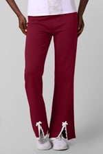 Womens Lace Insert Hem Christmas Trouser