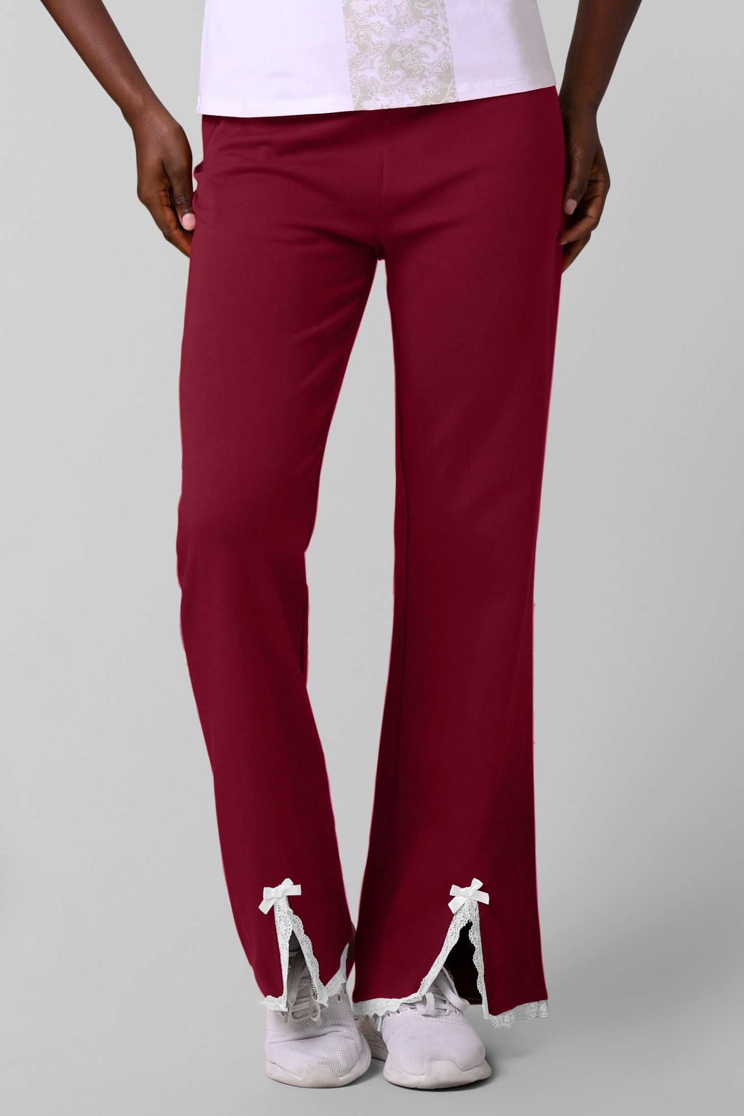 Womens Lace Insert Hem Christmas Trouser