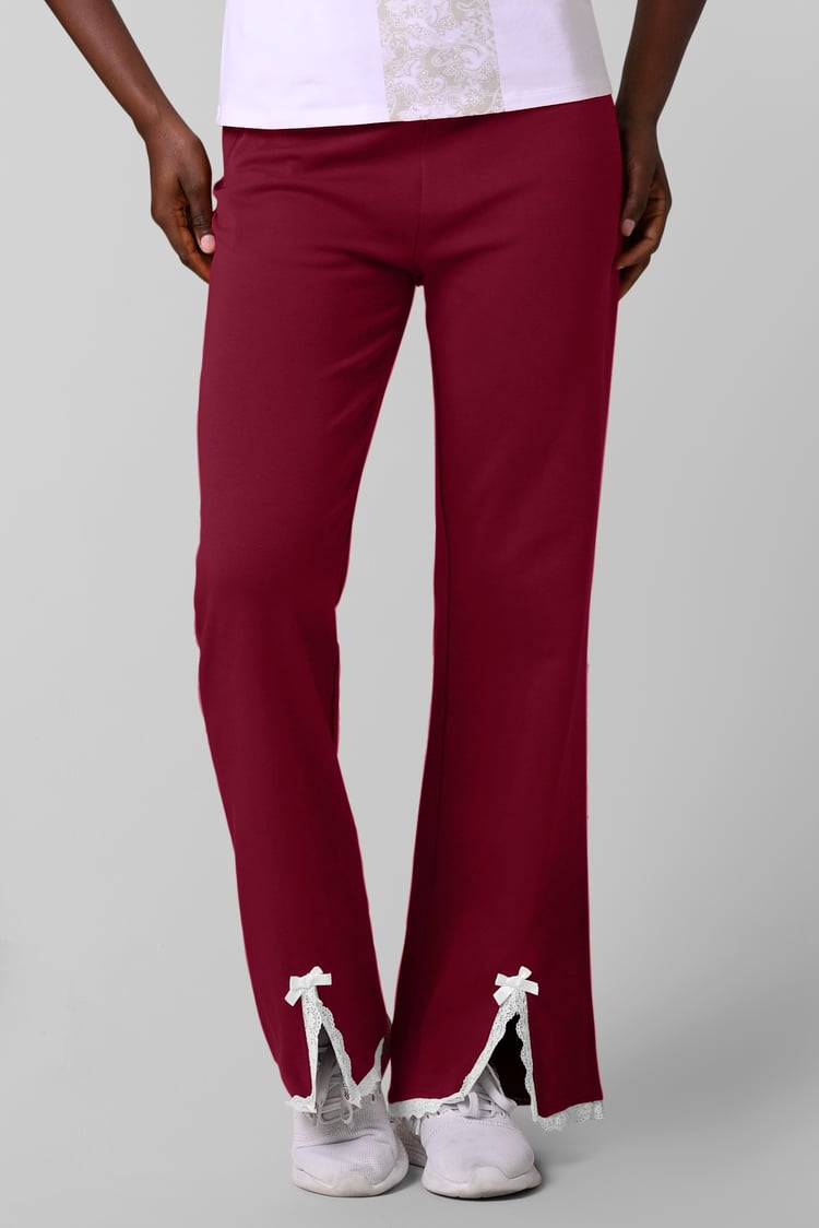 Womens Lace Insert Hem Christmas Trouser