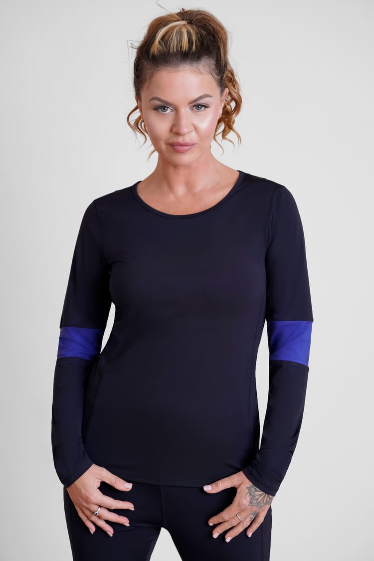 Womens Long Sleeve Colour Block Active Top