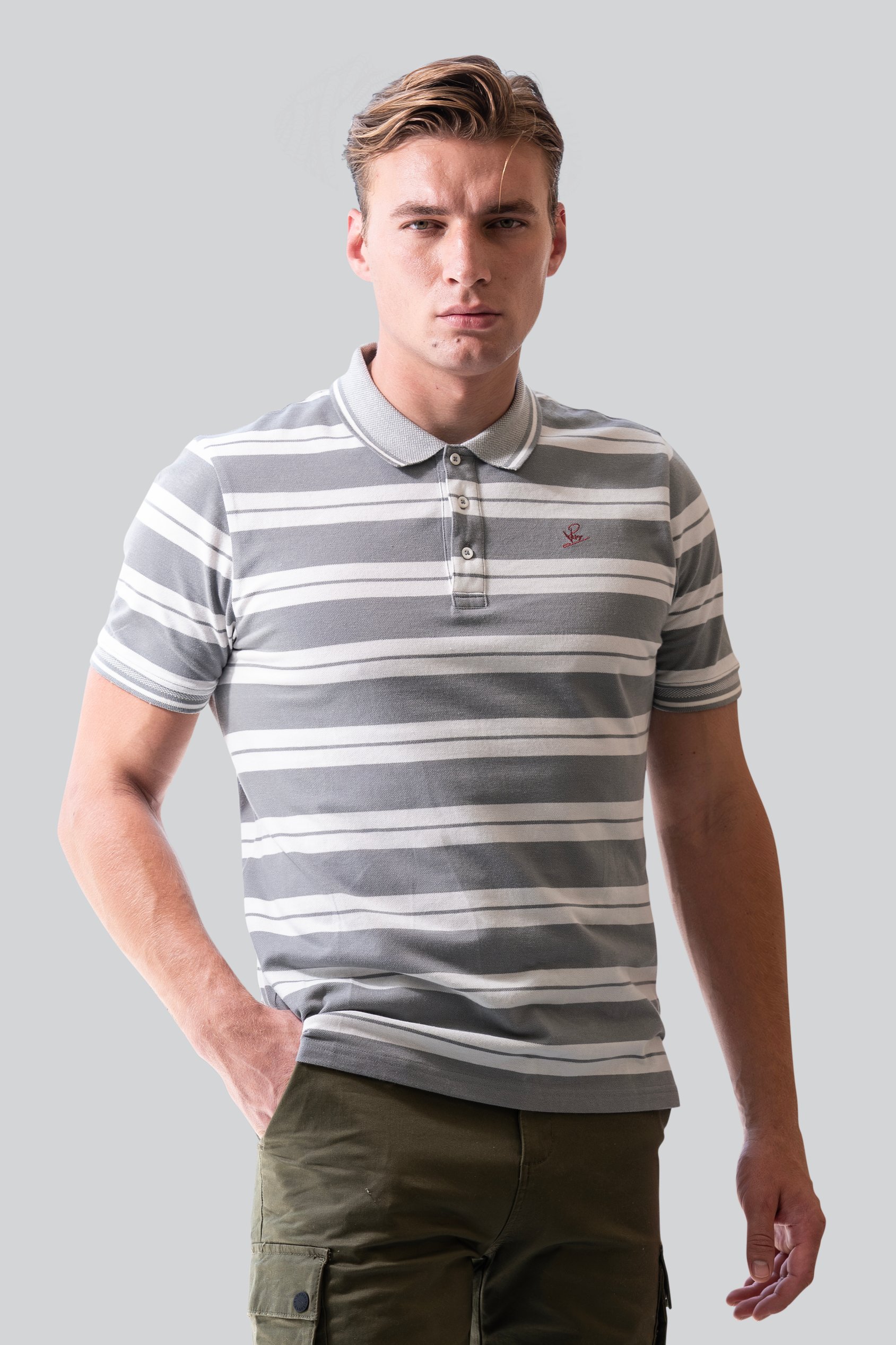Mens Classical Stripe Pique Polo Shirt