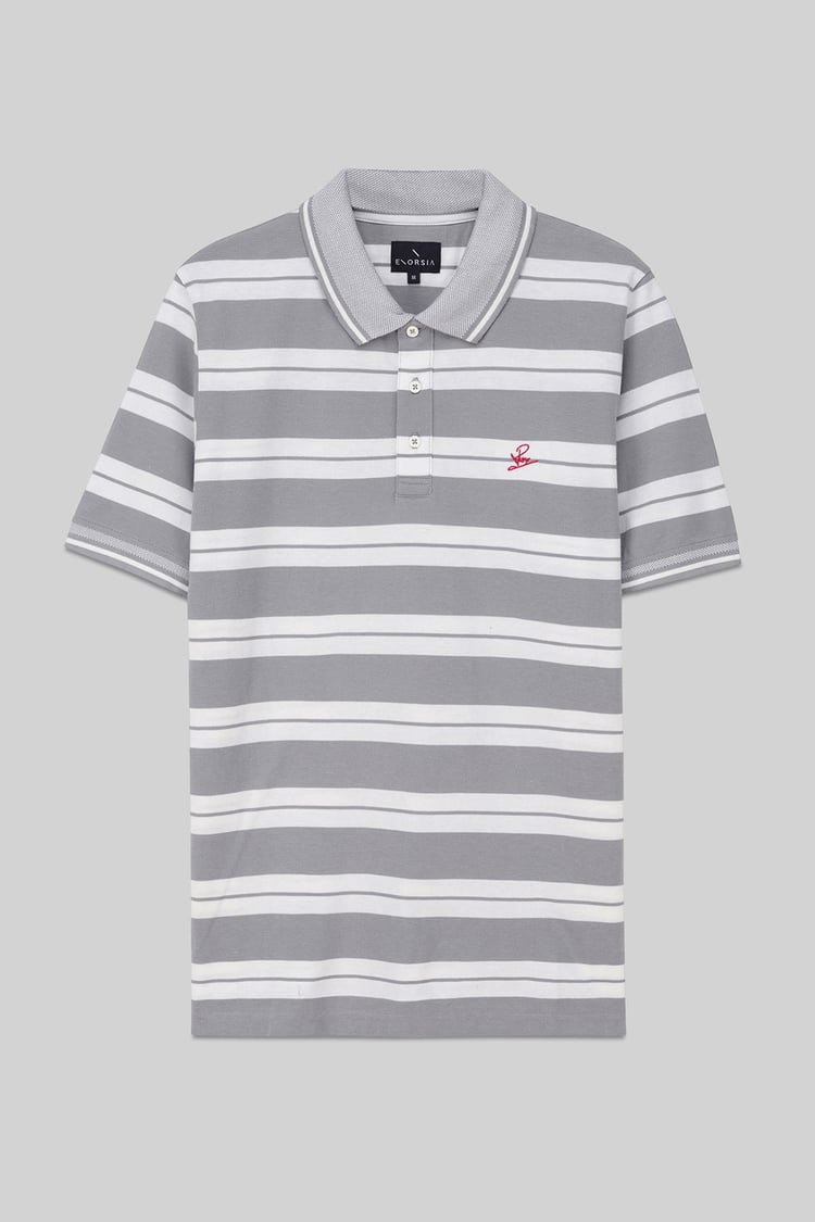 Mens Classical Stripe Pique Polo Shirt