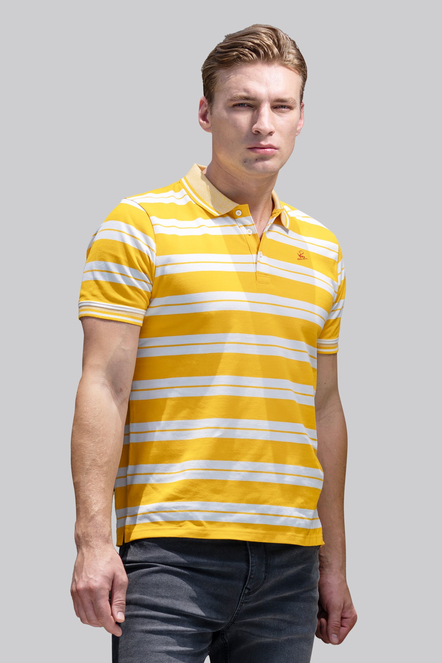 Mens Classical Stripe Pique Polo Shirt