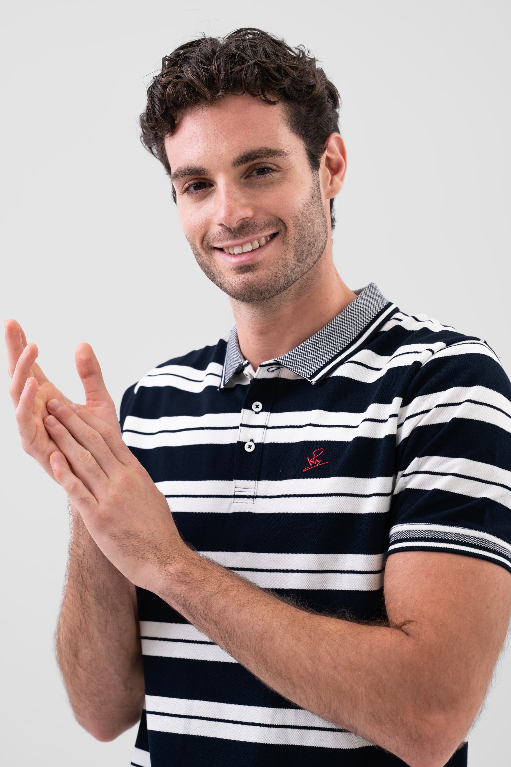 Mens Classical Stripe Pique Polo Shirt