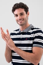 Mens Classical Stripe Pique Polo Shirt