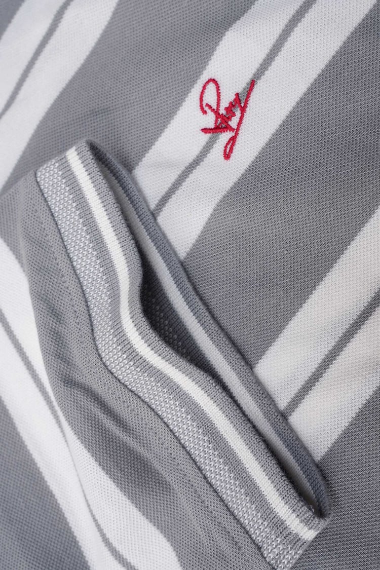 Mens Classical Stripe Pique Polo Shirt