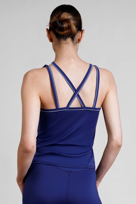 Navy Contrast Stitch Active  Vest Top