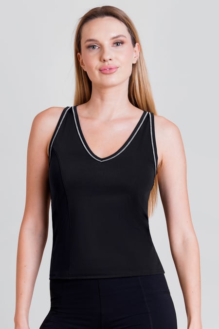 Dark Charcoal Contrast Stitch Active Vest Top