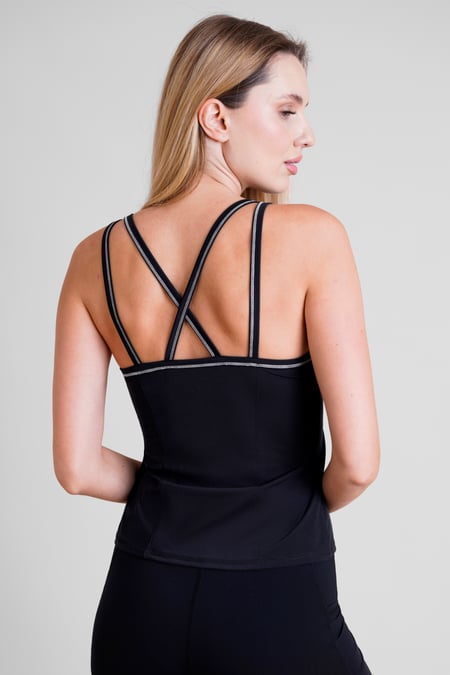 Dark Charcoal Contrast Stitch Active Vest Top