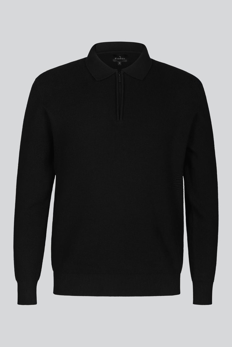 Mens Quarter Zip knitted Polo Jumper