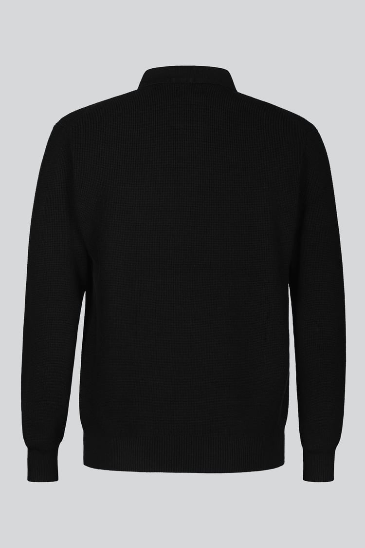 Mens Quarter Zip knitted Polo Jumper