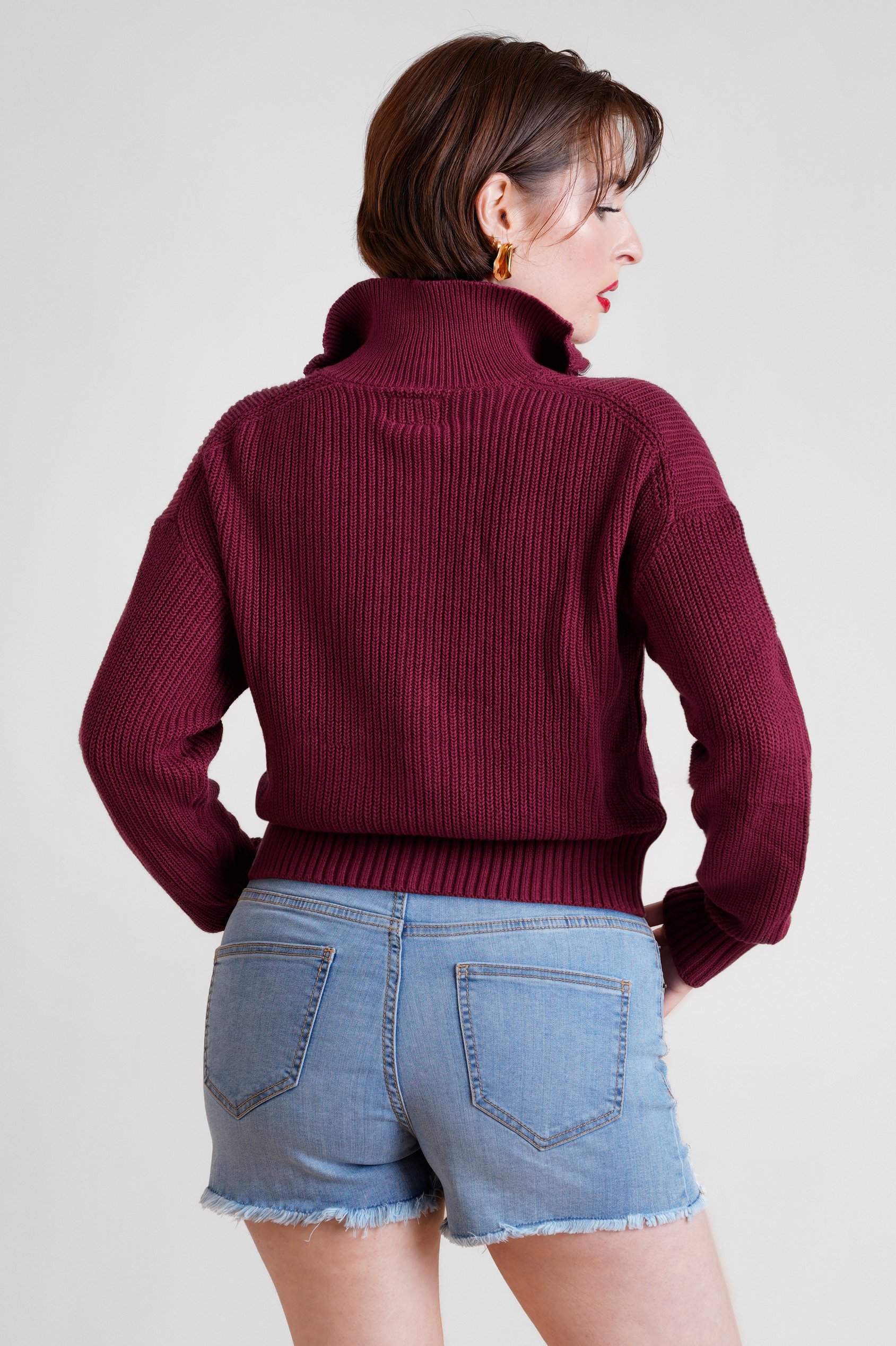 Funnel Neck Two Way Zip Up Jumper