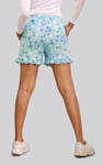 Womens Ruffle Hem Printed Shorts