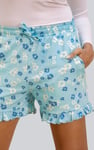 Womens Ruffle Hem Printed Shorts