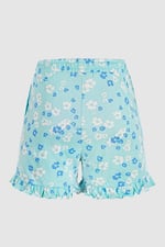 Womens Ruffle Hem Printed Shorts
