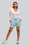 Womens Ruffle Hem Printed Shorts