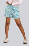 Womens Ruffle Hem Printed Shorts