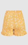Womens Ruffle Hem Printed Shorts