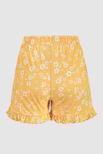 Womens Ruffle Hem Printed Shorts