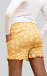 Womens Ruffle Hem Printed Shorts